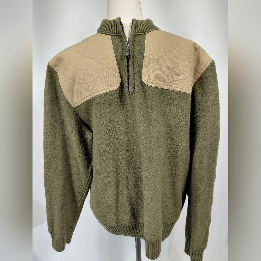 Orvis Green Shetland Wool Quarter Zip Sweater